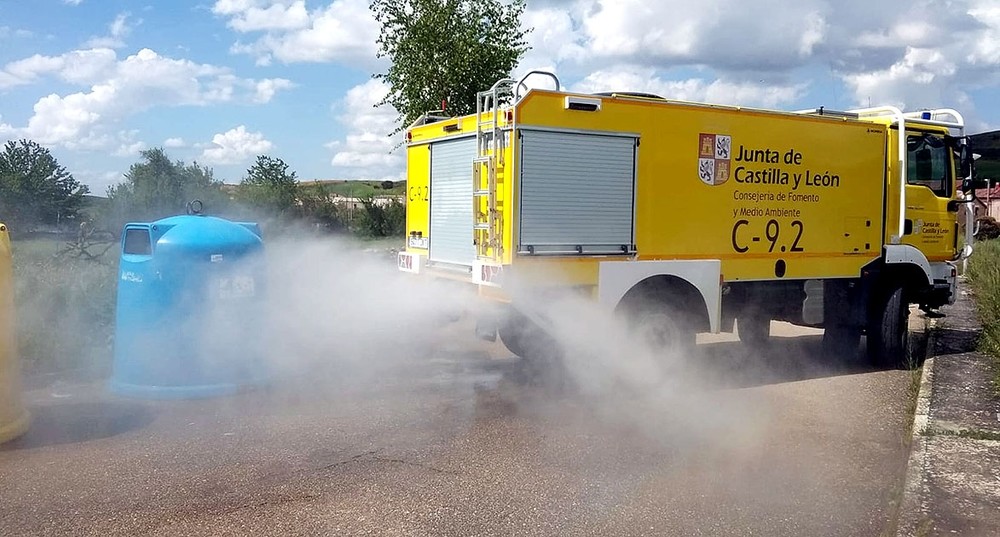 Autobomba utilizada para las tareas de desinfección.