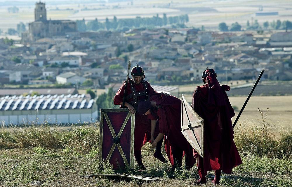 Rodaje de un documental sobre la presencia romana en Sasamón. 