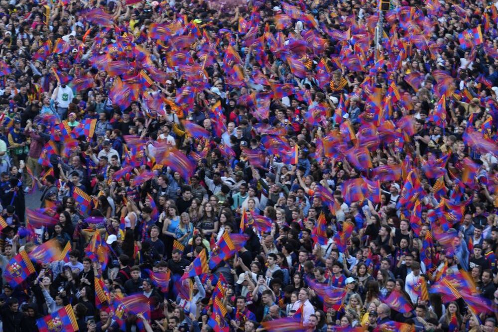 CELEBRACIÓN TÍTULOS DE LIGA CONSEGUIDOS POR EL FC BARCELONA, MASCULINO Y FEMENINO  / ALEJANDRO GARCIA