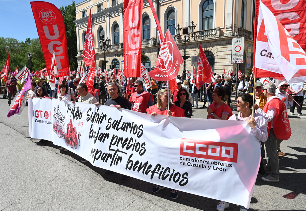 Manifestación por el Día del Trabajador en las calles de Burgos.