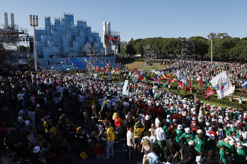 Pope Francis attends welcome ceremony at Meeting Hill during World Youth Day