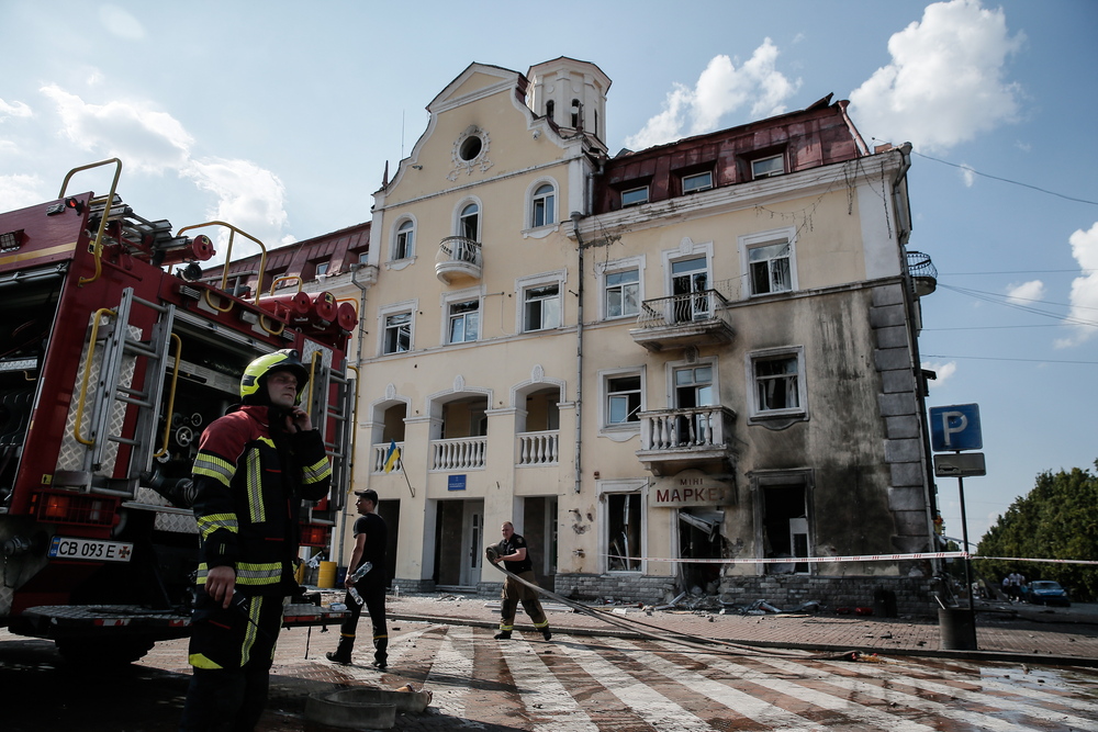 Missile strike in Chernihiv 
