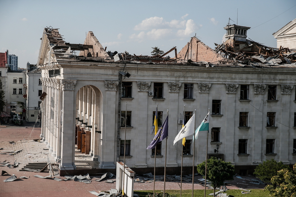 Missile strike in Chernihiv 
  / AGENCIAS