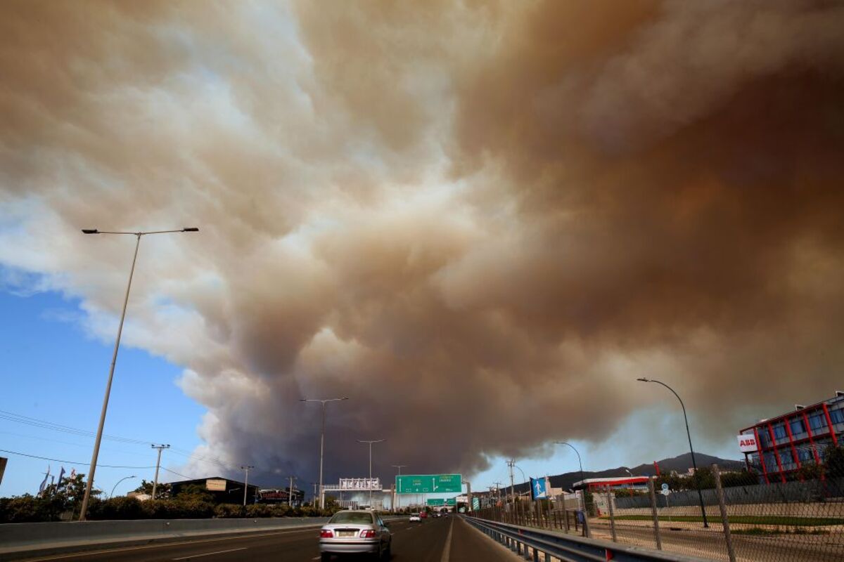 Wildfire in the area of Varnavas, Attica region