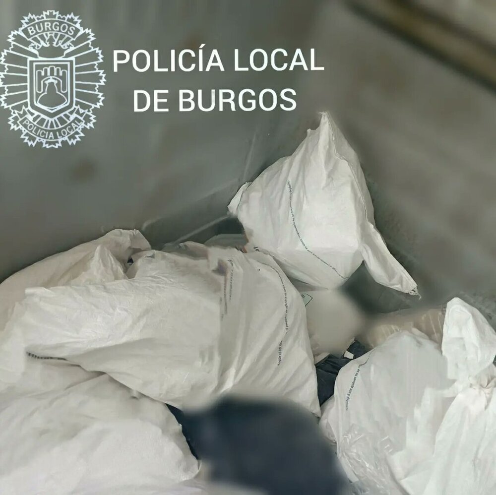 Pillado tirando escombros a un contenedor de basura doméstica