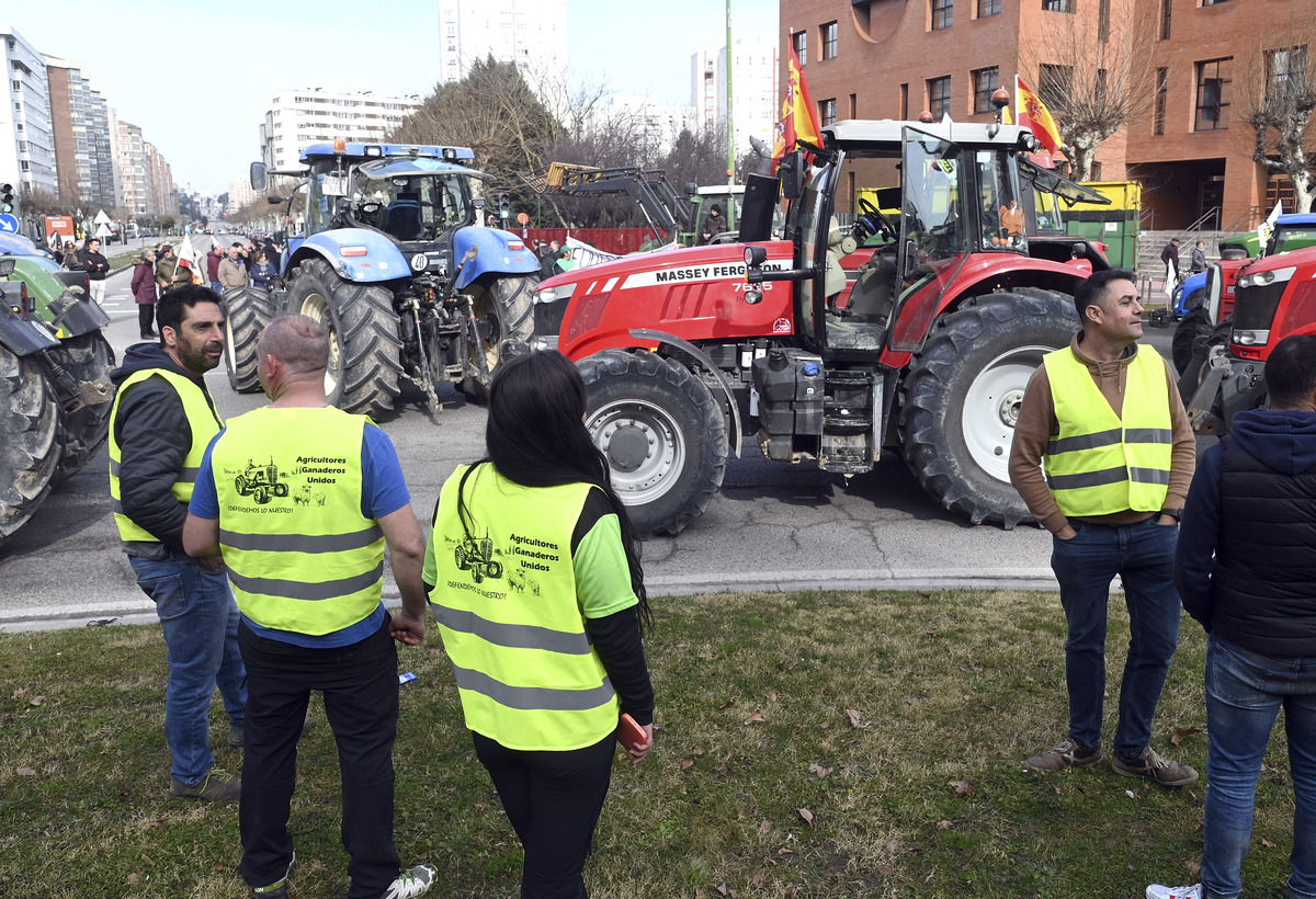 Una tractorada ha paralizado Burgos capital durante toda la mañana.  / RICARDO ORDÓÑEZ (ICAL)