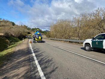 Herido un nonagenario en un vuelco en el Valle de Manzanedo