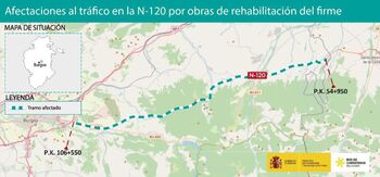 Cortes en la N-120 por obras entre Castañares y Redecilla